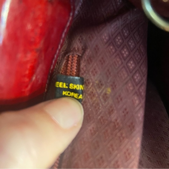 Vintage‎  red eel skin clutch crossbody purse - Picture 8 of 13